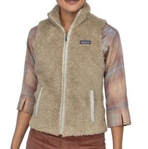 Patagonia Los Gatos vest fuzzy fleece El Cap Khaki pockets zip closure L